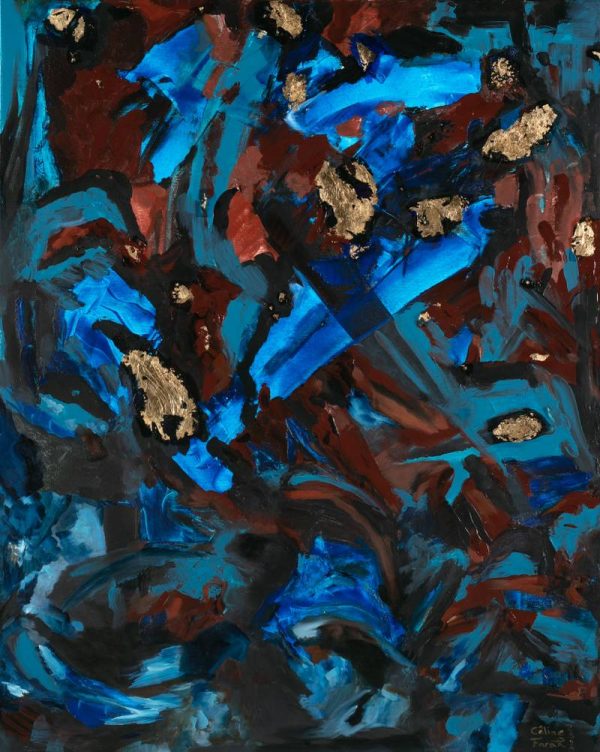 Meteor - 80cmx100cm - Mixed Media with Oil and Gold Leaf