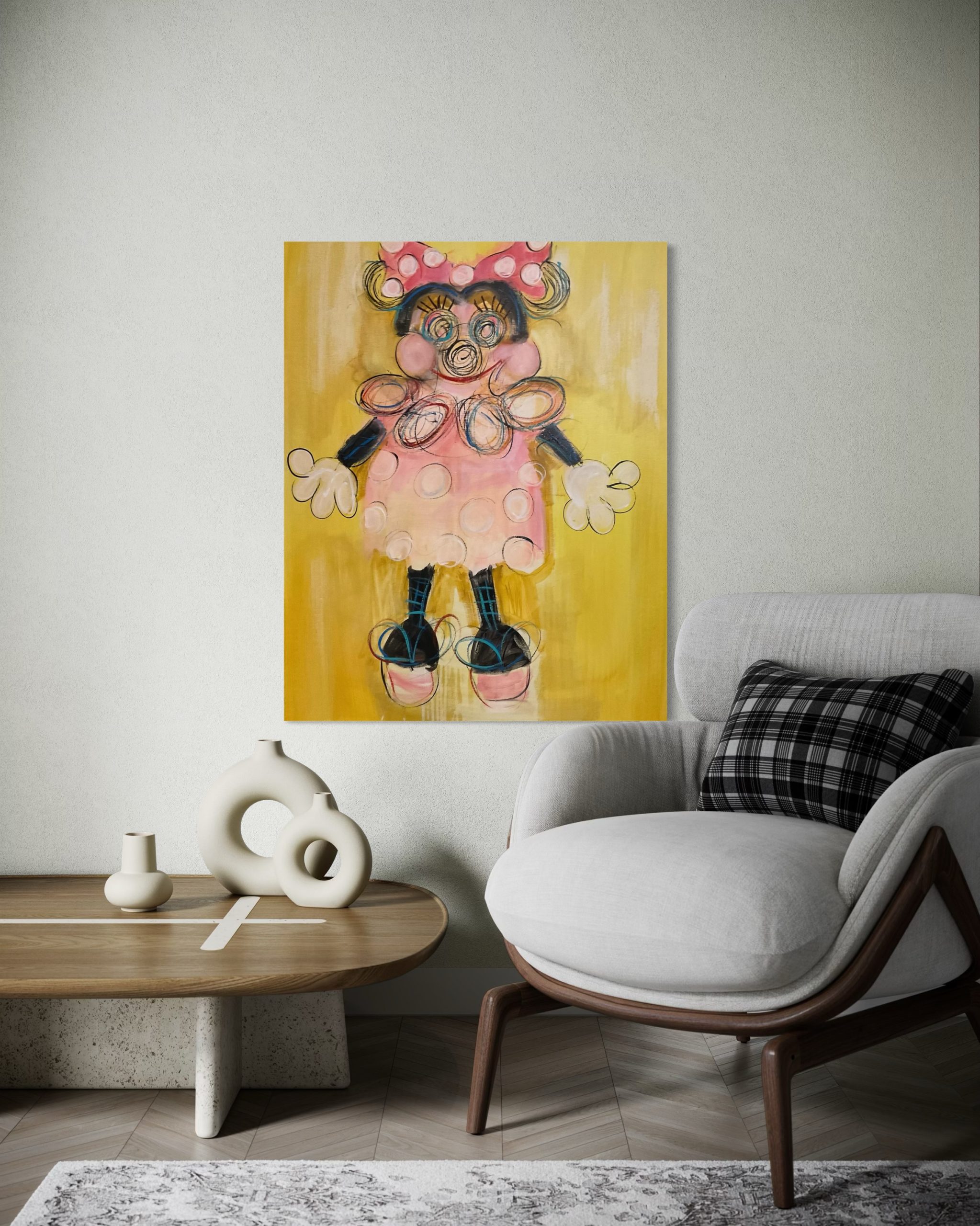 Minnie Mouse Painting Acrylic on Canvas Artist: Micheline Nohra Dimensions: 100cmx70cm