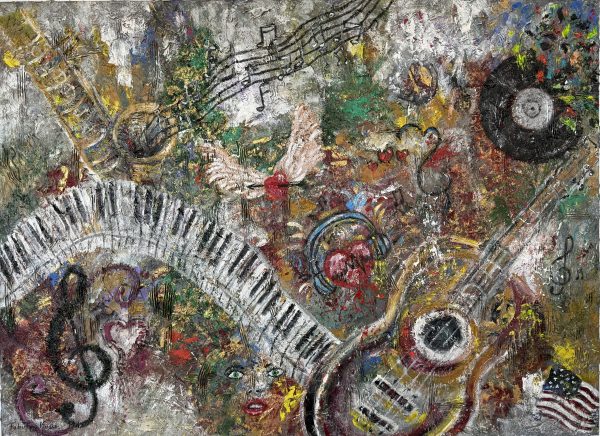 Musica Painting Mixed Media on Canvas Artist: Fabienne Fakhoury Kassis Dimensions: 145cmx105cm