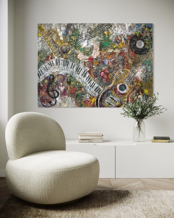 Painting: Mixed Media on canvas Year: 2021 Title: Musica Style: Pop Art Dimensions: 145cmx105cm