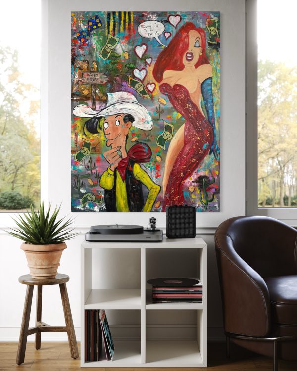 Painting: Acrylic on canvas Year: 2021 Title: Out of his league Style: Pop Art Dimensions: 120cmx90cm